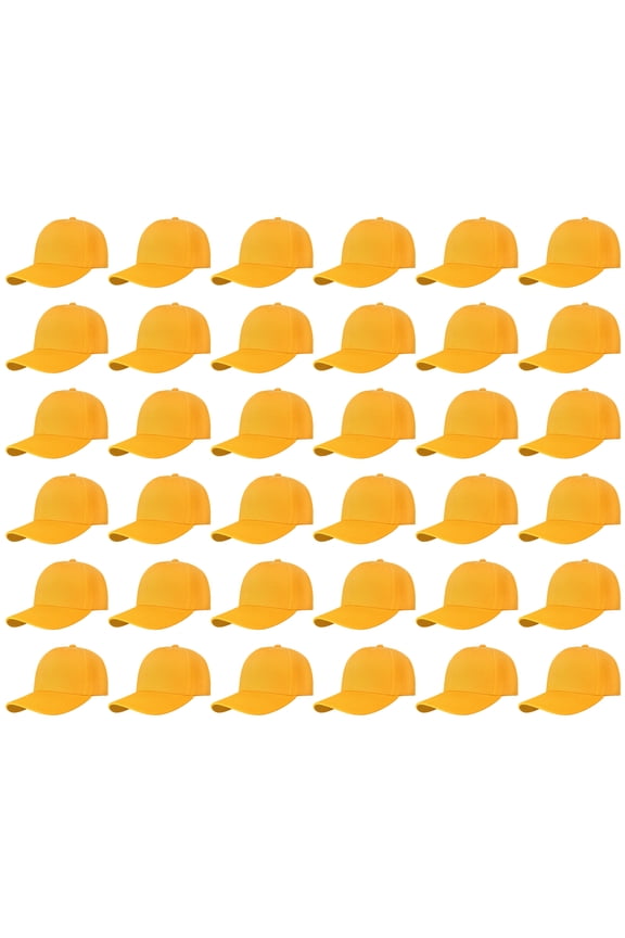 36 Pack Wholesale Baseball Cap Bulk Plain Blank Hat Adjustable Size Gold