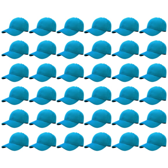 36 Pack Wholesale Baseball Cap Bulk Plain Blank Hat Adjustable Size Turquoise