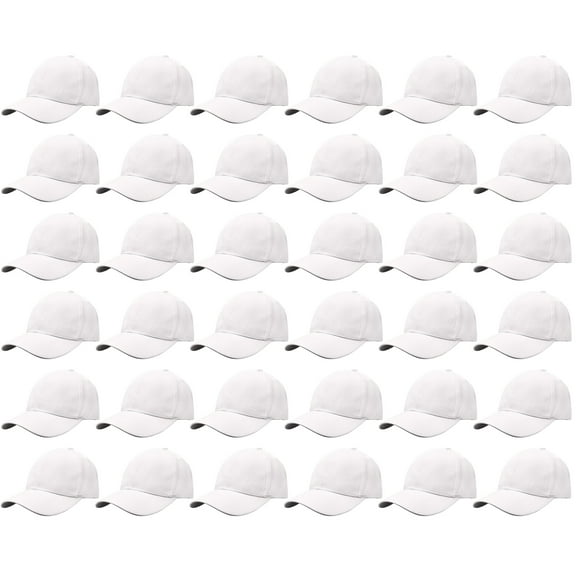 36 Pack Wholesale Baseball Cap Bulk Plain Blank Hat Adjustable Size White