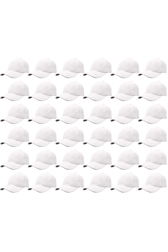 36 Pack Wholesale Baseball Cap Bulk Plain Blank Hat Adjustable Size White