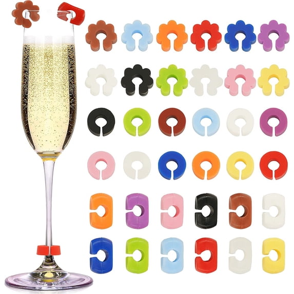 36-Pack Wine Glass Markers, Party Goblet Labels, Waterproof & Easy-to-Use Drink Tags for Bars, Weddings, Celebrations & Events
