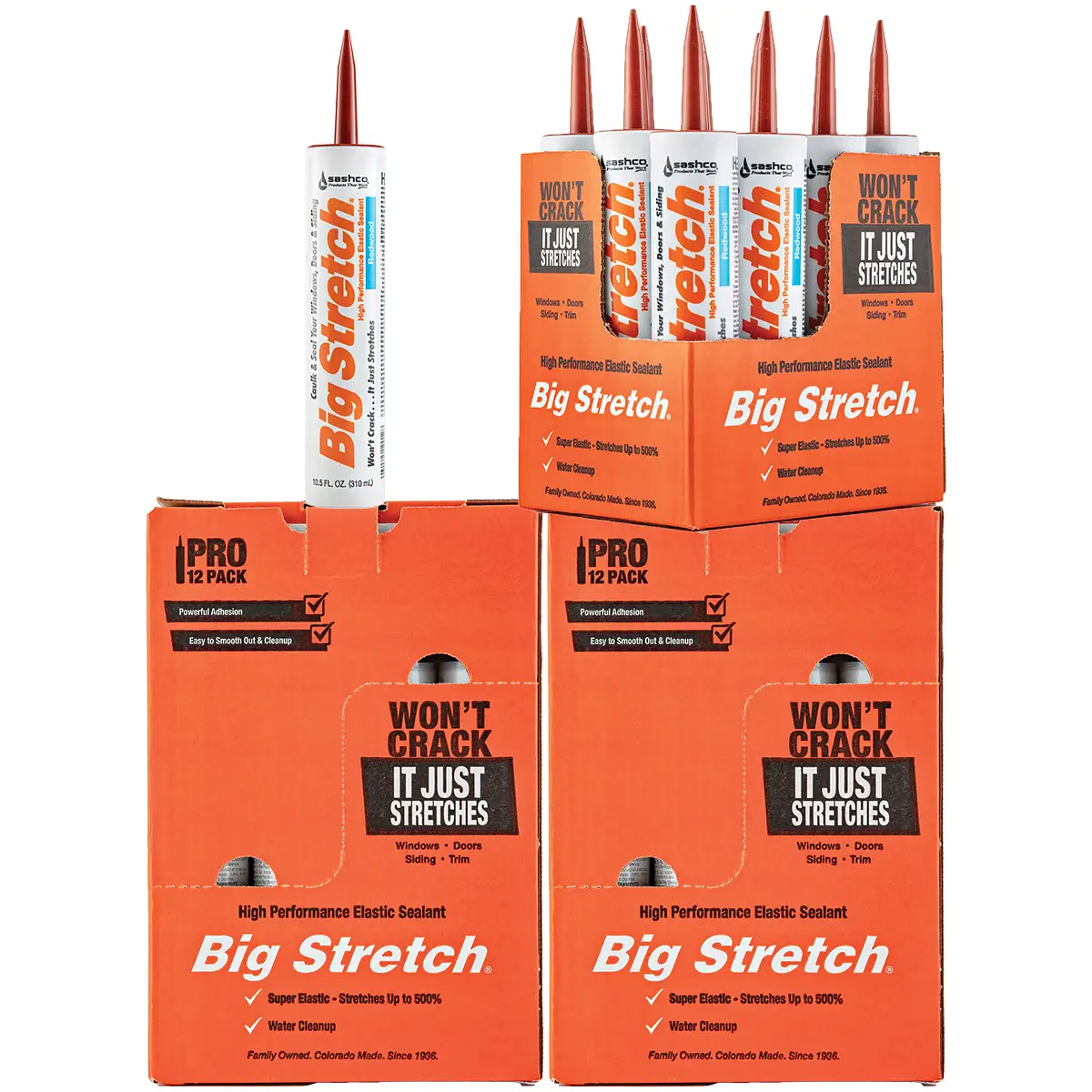 36Pack of 10.5 oz Sashco 10012 Redwood Big Stretch WaterBased