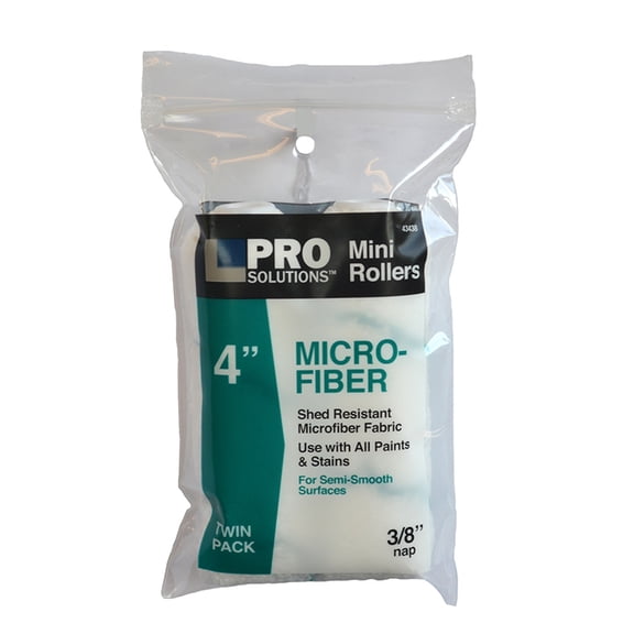 36-Pack of 4” x 3/8” Nap Pro Solutions 43438 Microfiber Mini-Roller Cover, 2-Pack