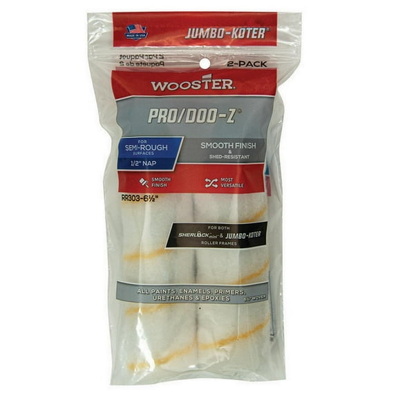 36-Pack of 6-1/2” x 1/2” Nap Wooster RR303 Jumbo-Koter Pro/Doo-Z Mini-Roller Cover, 2-Pack