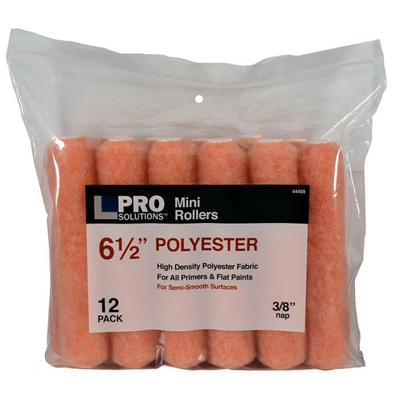 36-Pack of 6-1/2” x 3/8” Nap Pro Solutions 44409 Polyester Mini-Roller Cover, 12-Pack