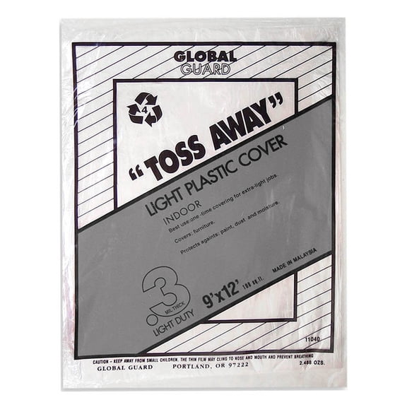 36-Pack of 9 x 12 Premier 114 Global Guard Light Plastic Dropcloth .3-Mil