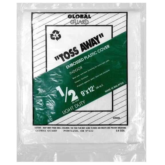 36-Pack of 9 x 12 Premier 224 Global Guard Embossed Plastic Dropcloth .5-Mil