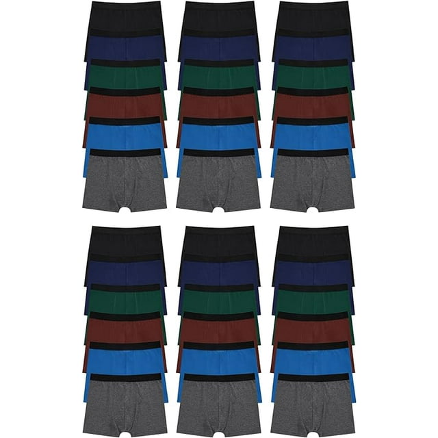 36 Pack of Mens Boxer Briefs Underwear Bulk, 100 Cotton, Soft, Comfortable, Assorted Colorful