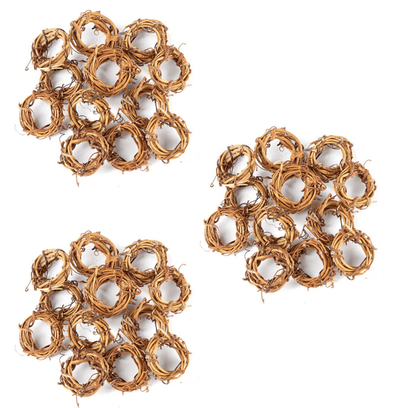 36pc Mini Grapevine Wreaths - for DIY Ornaments, Fall Decor and Displays - Factory Direct Craft