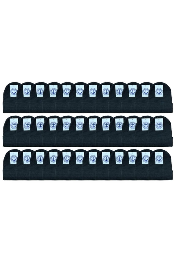 36 Pack of Yacht & Smith Wholesale Beanies Or Gloves, Bulk Thermal Winter Hat Or Glove (Black Hat)