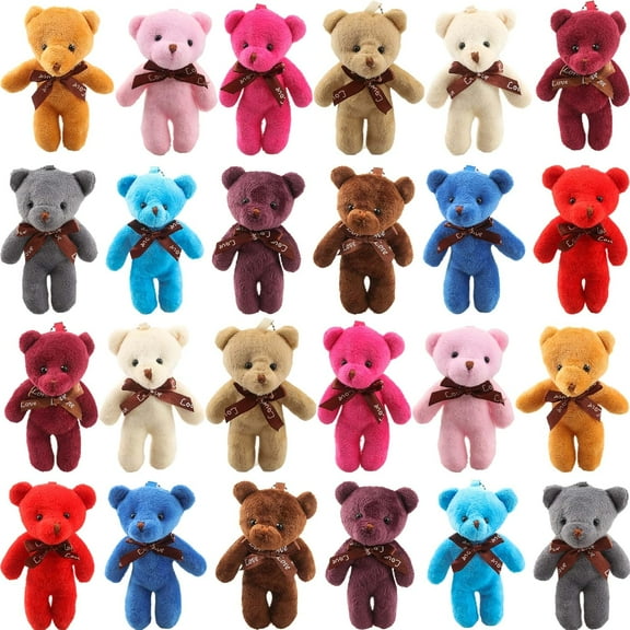 36 Packs 4.7 Inch Mini Teddy Bear Toy Plush Stuffed Bear Doll for Keychain Craft DIY Accessory Birthday Gifts Party Favors Supplies, 12 Colors