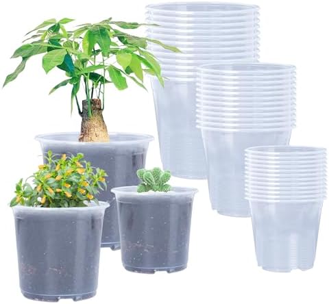 36 Packs 6/5/4 Inch Clear Nursery Pots with Drainage Holes Transparent ...