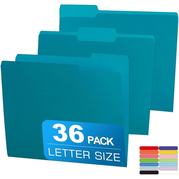36 Packs Colored File Folders,Royal Blue File Folders Letter Size,1/3 Cut Tabs File Folder,Two-Tone File Folder,Manila File Folders for Office,School and Home,Organization