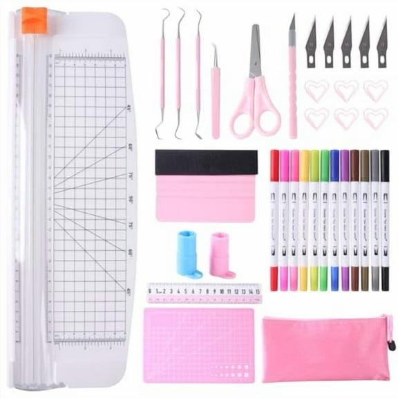 36 Packs Essential Tool Set for Cricut Machine - Utility Knife Vinyl Weeding Tool Set with 12'' Paper Cutter - Precision Craft Accessories and Supplies for Cricut DIY Cutting Printing Newbies