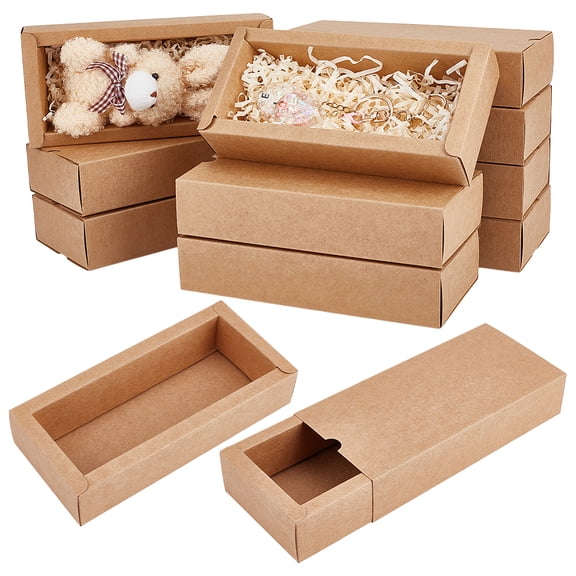 36 Packs Kraft Paper Drawer Boxes 6.7x4.5x1.4 Inch BurlyWood Crafts Cardboard Present Boxes for Wedding Party Gifts Jewellery Packaging