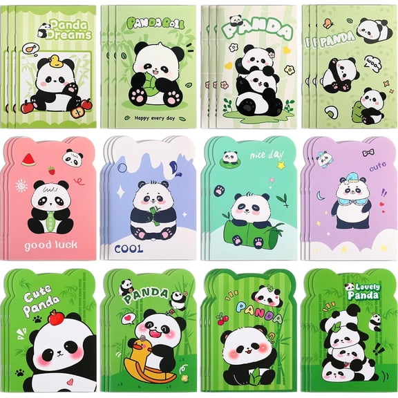 36 Packs Panda Mini Notebooks Party Favors Small Cute Pocketbook Bulk Cartoon Panda Themed for Christmas