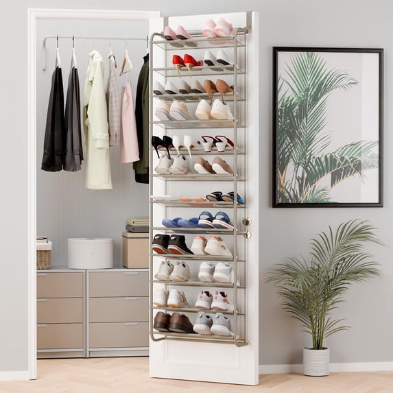 36 Pair Over The Door Shoe Organizer 12 Tier Hanging Heavy Duty Metal ...