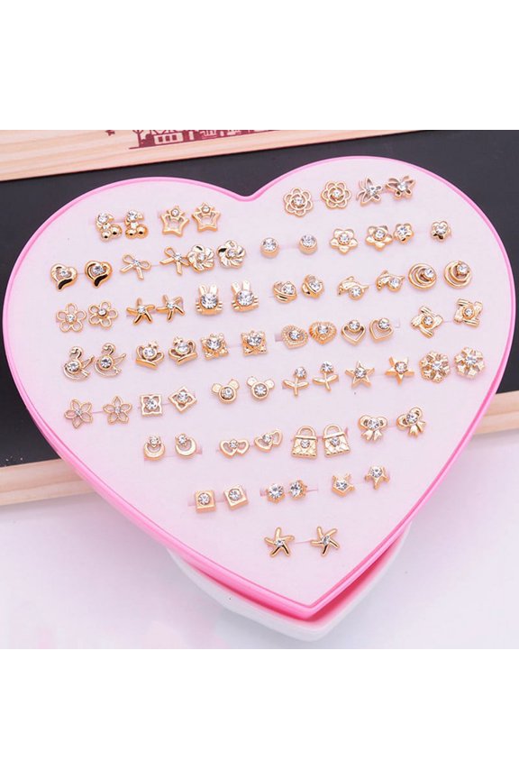 36 Pairs Earrings Studs Set Mordern Life Rhinestone Stud Women Crystal