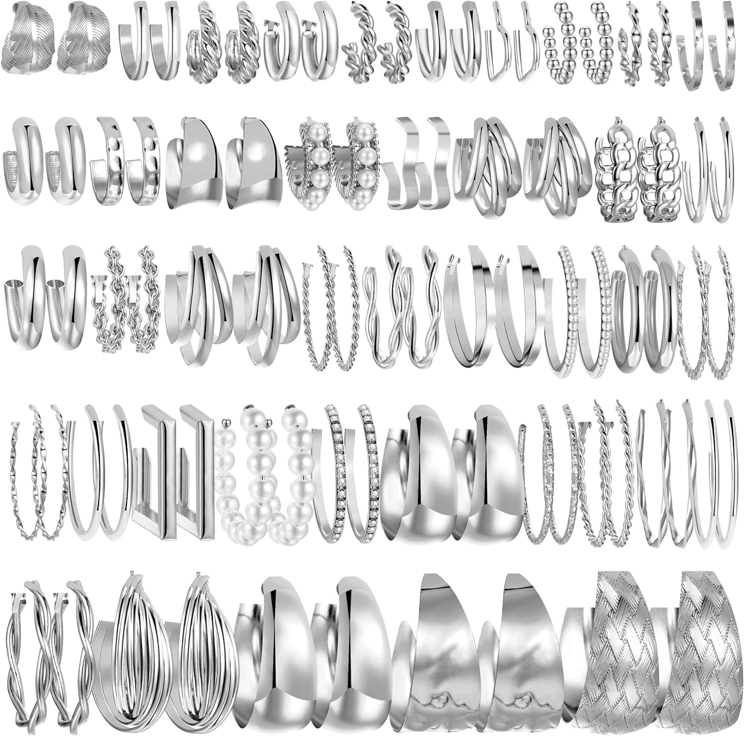 UMEHOME 36 Pairs Gold Hoop Earrings Set For Women Multipack, Hypoallergenic Chunky Chain Twisted Hoop Earrings Pack, Fashion Dangle Earrings Jewelry For Gift[Z1]