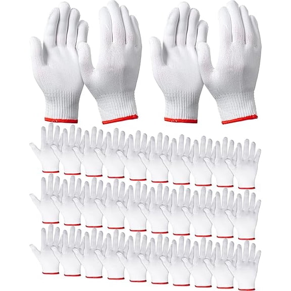 36 Pairs Hand Work Gloves White Polyester Liners Safety Work BBQ Gloves Liners Men Women Hand Protection