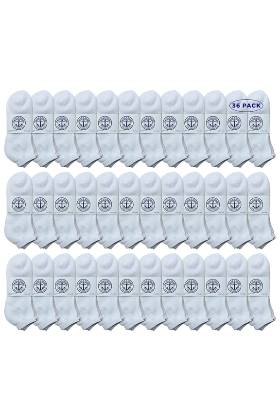 36 Pairs Of SOCKS'NBULK Mens Wholesale Bulk No Show Ankle Socks, Cotton Sport Athletic Socks - Size 10-13 (White)