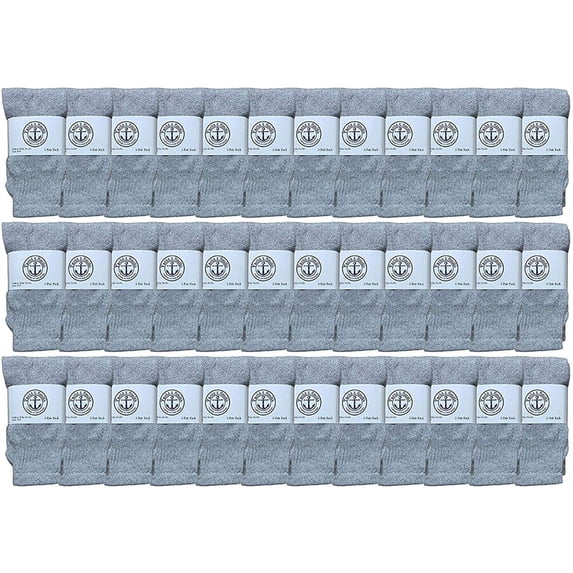 36 Pairs Of Yacht & Smith 17 Inch Wholesale Kids Tube Socks, Childrens Cotton Referee Sport Socks Size 6-8 (6-8 Gray)