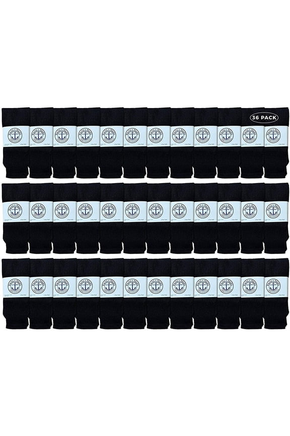 36 Pairs Of Yacht & Smith 26 Inch Wholesale Women's Tube Socks, Women's Cotton Referee Sport Socks Size 9-11 (Black)