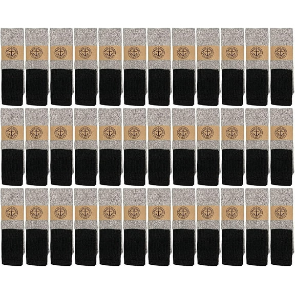 36 Pairs Of Yacht & Smith Mens Cotton Thermal Tube Socks, Cold Weather Boot Sock Shoe Size 5-10