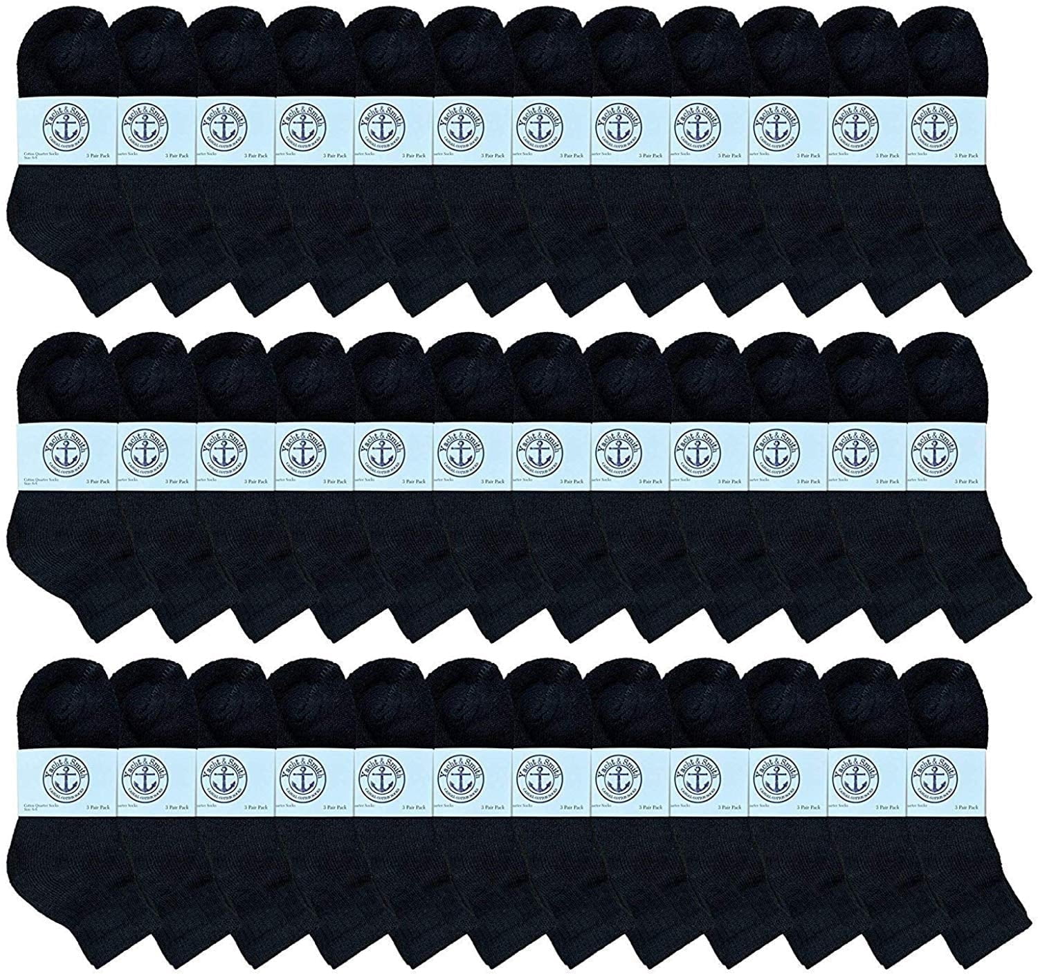 36 Pairs Of Yacht & Smith Wholesale Bulk Kids Mid Ankle Socks, Cotton Sport Athletic Ankle Socks Size 4-6 (Black)