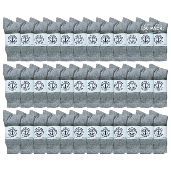 36 Pairs Of Yacht & Smith Wholesale Bulk Womens Crew Socks, Cotton Sport Athletic Socks - Size 9-11 (Gray)