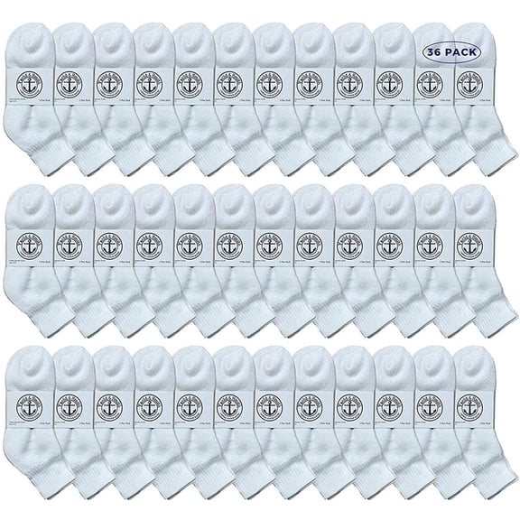 36 Pairs Of Yacht & Smith Wholesale Bulk Womens Mid Ankle Socks, Cotton Sport Athletic Socks - Size 9-11 (White)