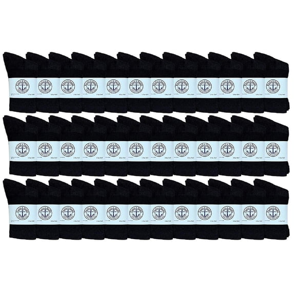 36 Pairs Of Yacht & Smith Wholesale Kids Crew Socks, Childrens Cotton Casual Crew Socks Size 4-6 (Black)