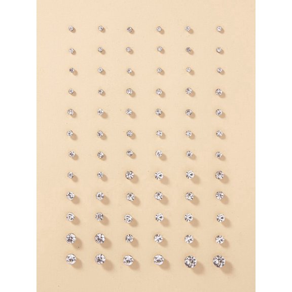 36 Pairs White Rhinestone Stud Earrings Set For Women