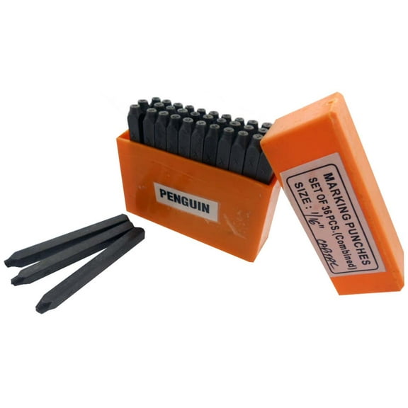 36 Pc.Number And Capital Letter Punch Set In Fancy Scrolled Font - 1/16" (ToolUSA: TJ-30891)