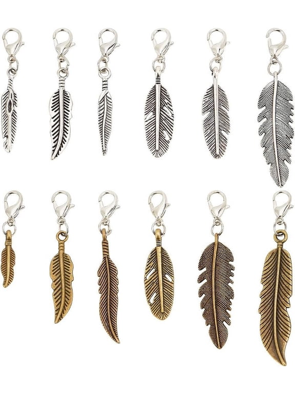 36 Pcs 12 Styles Zipper Pull Charms Tibetan Style Alloy Zipper Pendant Mixed Color Pull Zippers Decoration Replacement Zipper Pulls Tab for Bag Luggage colorful