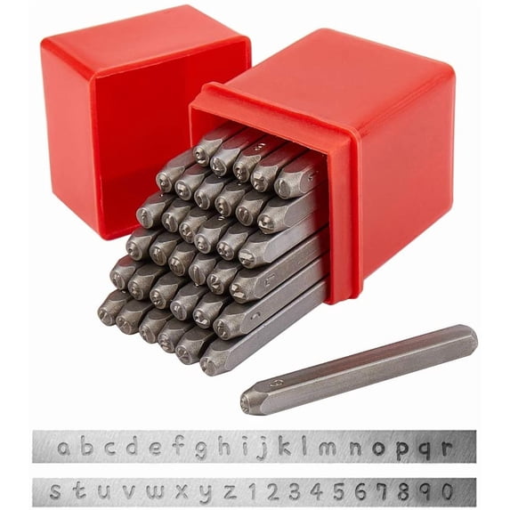 36 Pcs 3mm Letter and Number Metal Stamp Set Alphabet A-Z and Number 0-9 Iron Lowercase Stamps Punch Press Tool for Imprinting
