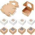 thumbnail image 1 of 36 Pcs 4 Styles Square Kraft Paper Boxes with Window Bakery Candy Boxes Gift Packaging Container with Square/Heart/Flower/Star Shape Window for Weddings Birthdays Jewelry Packing 4x4x2.6, 1 of 6