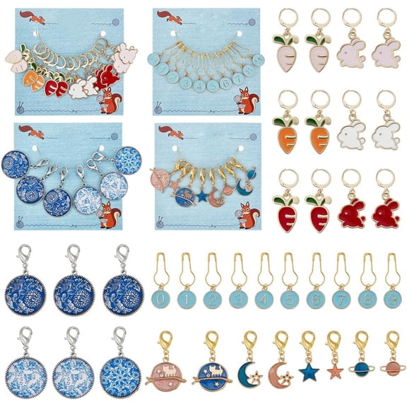36 Pcs 4 Styles Stitch Markers Kits Universe/Easter/Snowflake/Number Theme Locking Stitch Marker Alloy Enamel Crochet Stitch Marker for Knitting Weaving Sewing Accessories Jewelry Making colorful