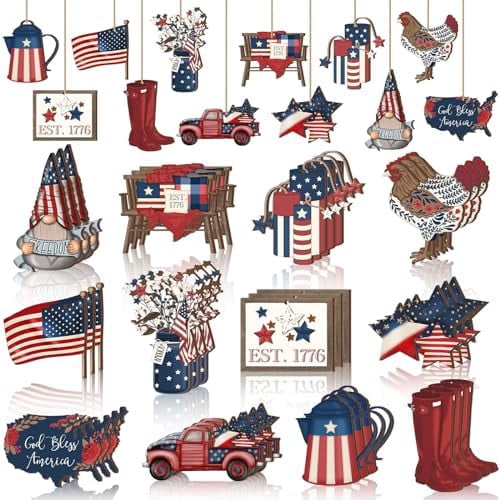 Unfinished American Flag Wood Cutout - 5 Inch Paintable Blank Shape For 4th Of July Crafts