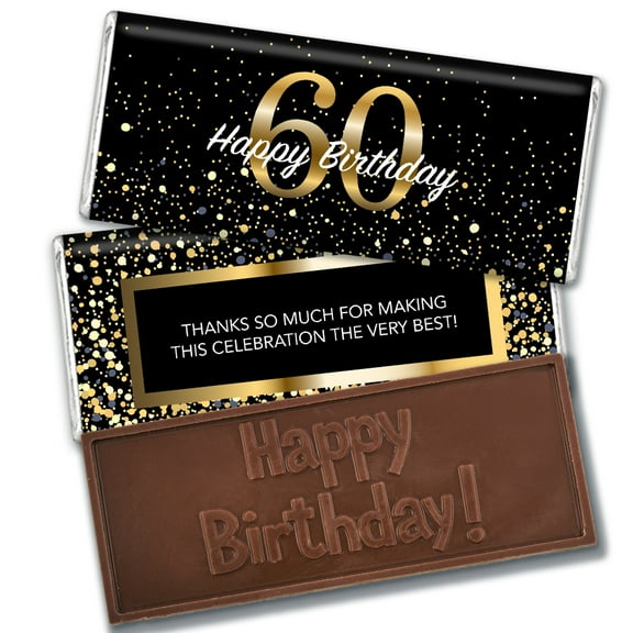 36 Pcs 60th Birthday Candy Party Favors in Bulk Embossed Belgian Chocolate Bars