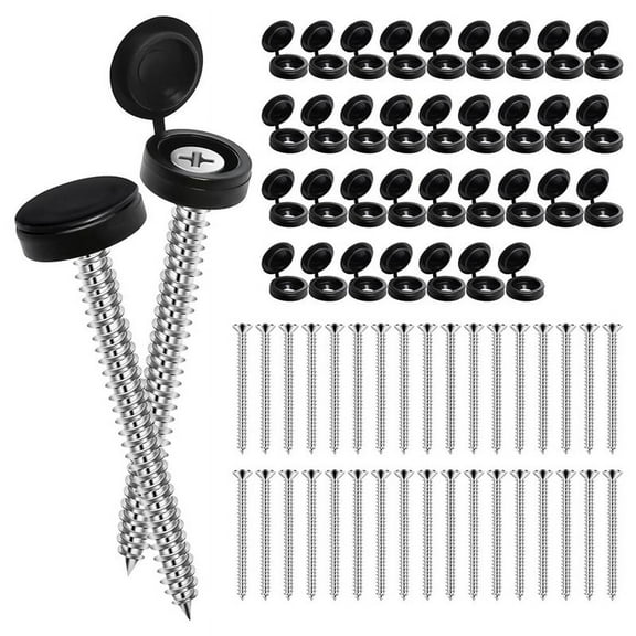 36 Pcs 8 X 3 Inch Shutter Screws with Caps Shutter Fasteners for , Outside Shutters Exterior and Cap Black