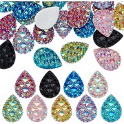 36 Pcs 9 Colors Teardrop Resin Flatback Cabochons 1x0.7inch Colorful Teardrop Gems Mixed Natural Teardrop Stone Cabochons Flatback Druzy Gems for Earring Necklace Bracelet Mixed Color