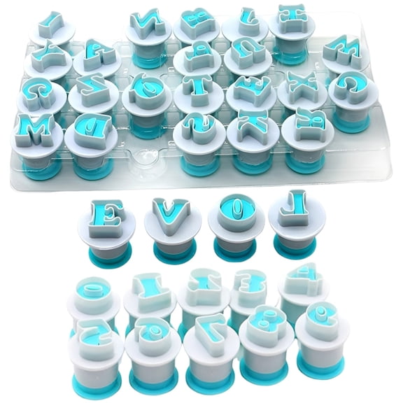 36 Pcs Alphabet Cookie Cutters, Number Cookie Cutters Set, 1.2 in3 cm, Plastic, Letter Fondant Cutters for Cakes Decoration, Blue
