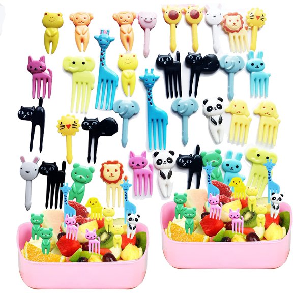 36 Pcs Animal Food Picks, Cute Cartoon Animal Fruit Food Toothpicks,Reusable Lunch Picks Bento, Lunch Bento Box Picks