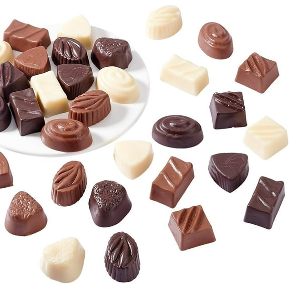 36 Pcs Artificial Chocolates 18 Styles Fake Chocolates Simulation Chocolate Artificial Food 3D Flatback Cabochon Chocolate for Home Kitchen Decor Dessert Shop Decoration Display Props 1set