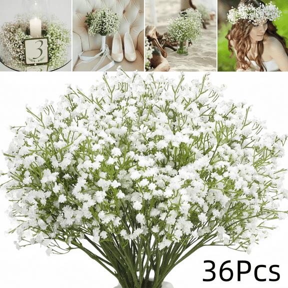 36 Pcs Baby's Breath Artificial Flowers (3 Bundles) 11.8" Real Touch Lifelike Gypsophila Bouquets for Wedding,Party,Home & Floral Decor