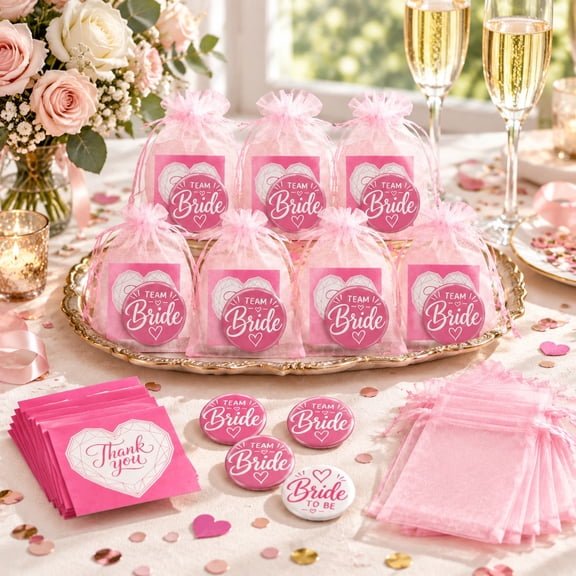 36 Pcs Bachelorette Party Pins Set, Bride to Be and Team Bride Pins with Thank You Cards and Mesh Bags for Weddings, Bridal Showers and Bachelorette Parties