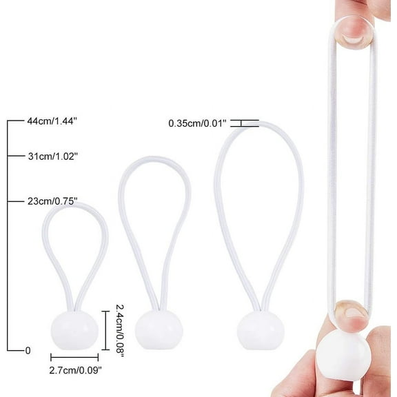 36 Pcs Ball Bungee Cords White Bungee Cord Loop Straps with Plastic Balls Heavy Duty Elastic String for Canopy Tarp Camping Cargo Tent