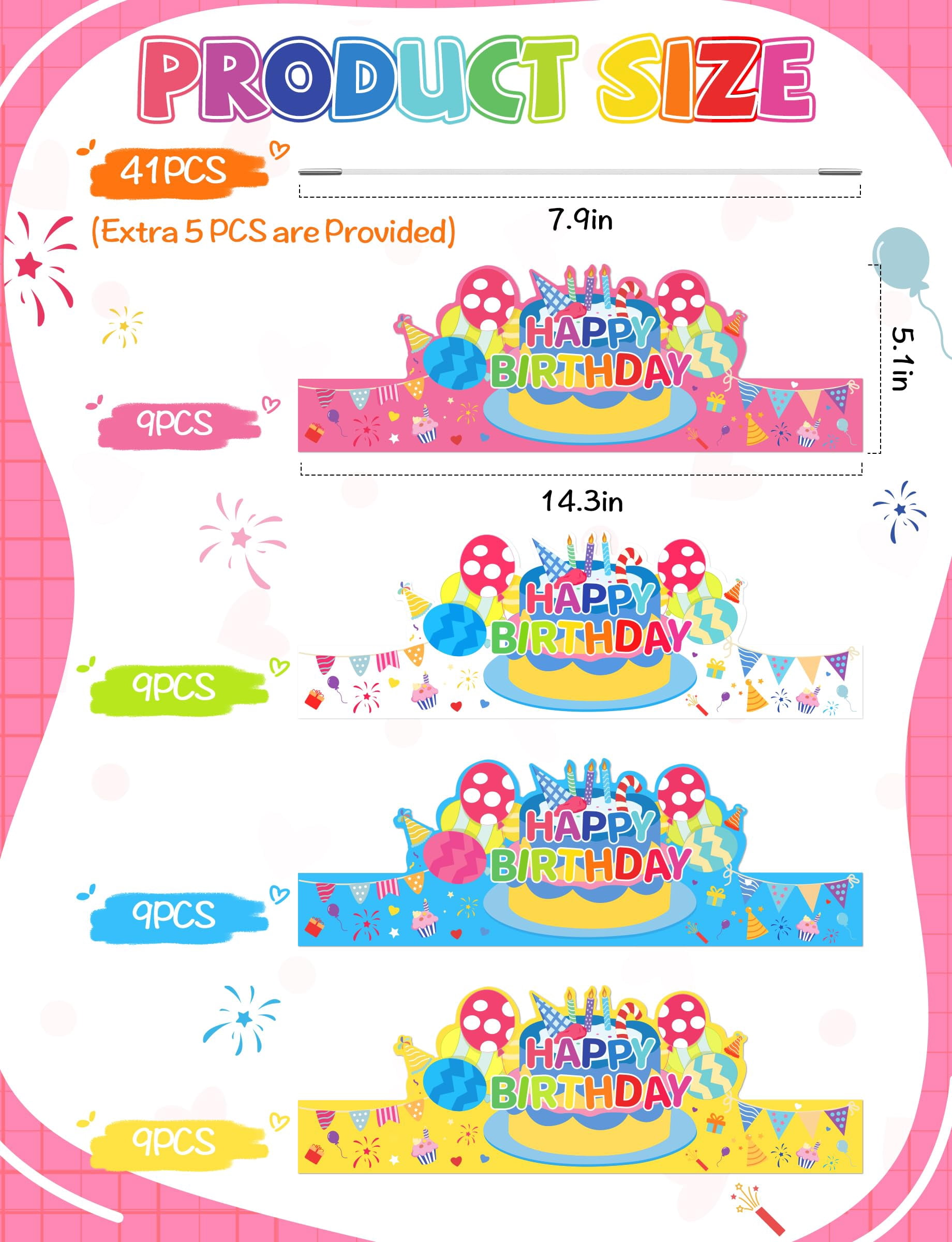 36 Pcs Birthday Party Hats Classroom Paper Crowns for Kids Party ...