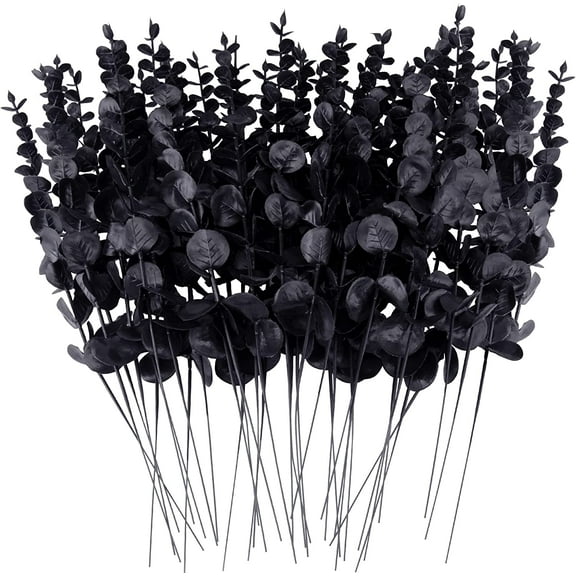 36 Pcs Black Eucalyptus Stems Artificial Eucalyptus Leaves Decor Eucalyptus Branches Fake Eucalyptus with Fake Leaves 15 inch Faux Eucalyptus Stem for Vase Wedding Bouquet Home